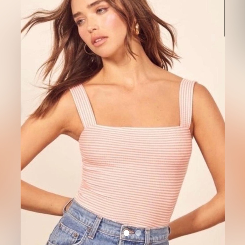 Reformation pink/cream striped tank, size Med